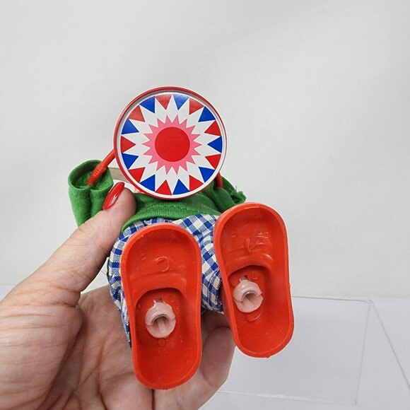 Vintage Wind-Up Tin Toy Clown Playing Drum 7" Tested  works great - Picture 4 of 6